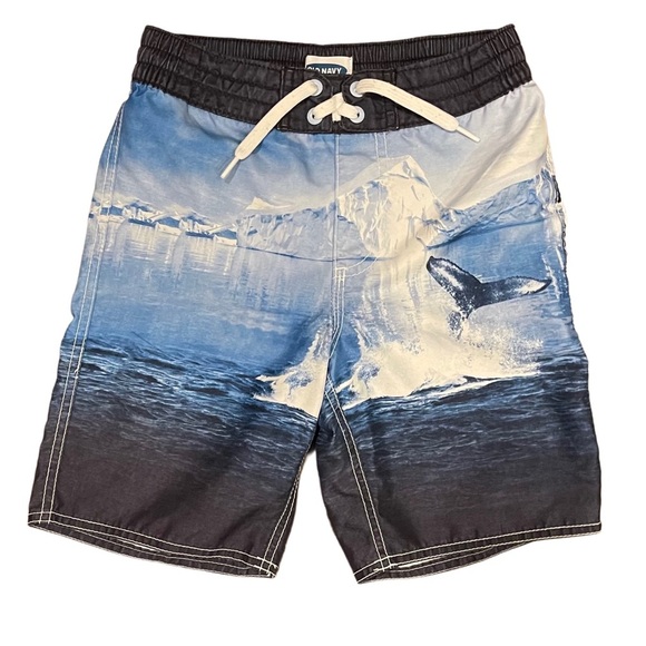 OLD NAVY Boys Swim Trunks Size S 6/7 Whale Print - Picture 2 of 5